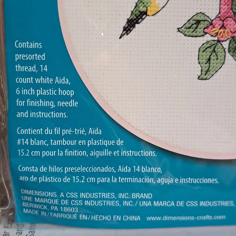 New Dimensions Learn a Craft - Hummingbird Duo Counted Cross Stitch Kit 6 inch